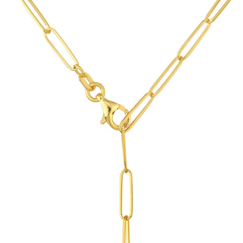 Birmingham Jewelry - 14K Yellow Gold Textured Puff Heart Paperclip Lariat Necklace - Birmingham Jewelry