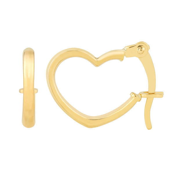 Birmingham Jewelry - 14K Yellow Gold Tilted Heart Mini Hoop Earrings - Birmingham Jewelry