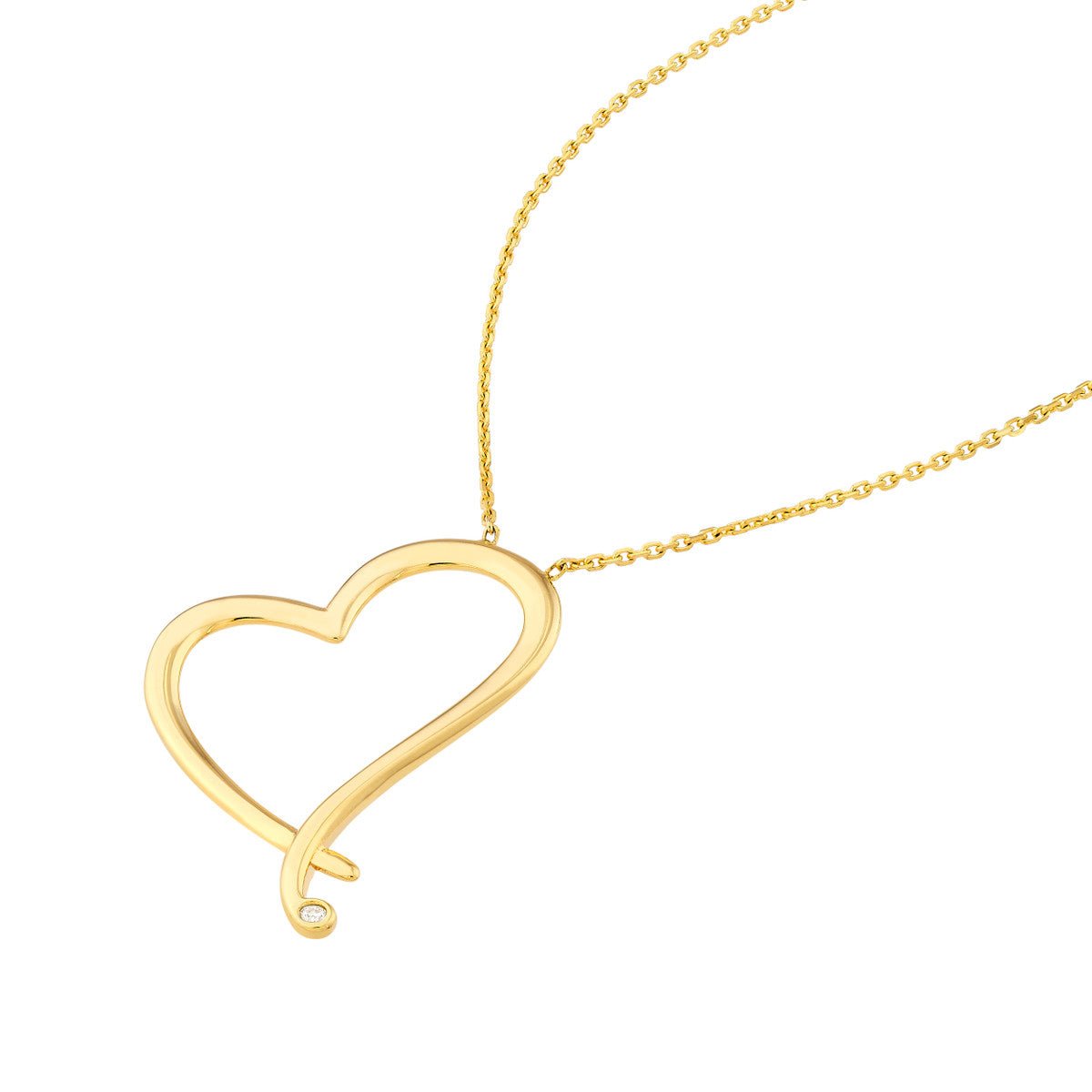 Birmingham Jewelry - 14K Yellow Gold Tilted Open Heart Adjustable Necklace - Birmingham Jewelry
