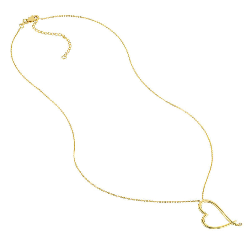 Birmingham Jewelry - 14K Yellow Gold Tilted Open Heart Adjustable Necklace - Birmingham Jewelry