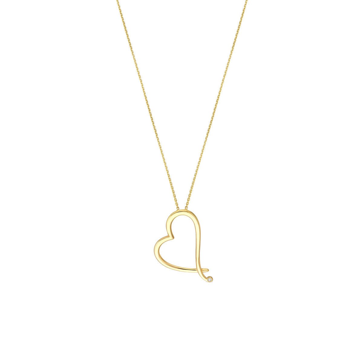 Birmingham Jewelry - 14K Yellow Gold Tilted Open Heart Adjustable Necklace - Birmingham Jewelry