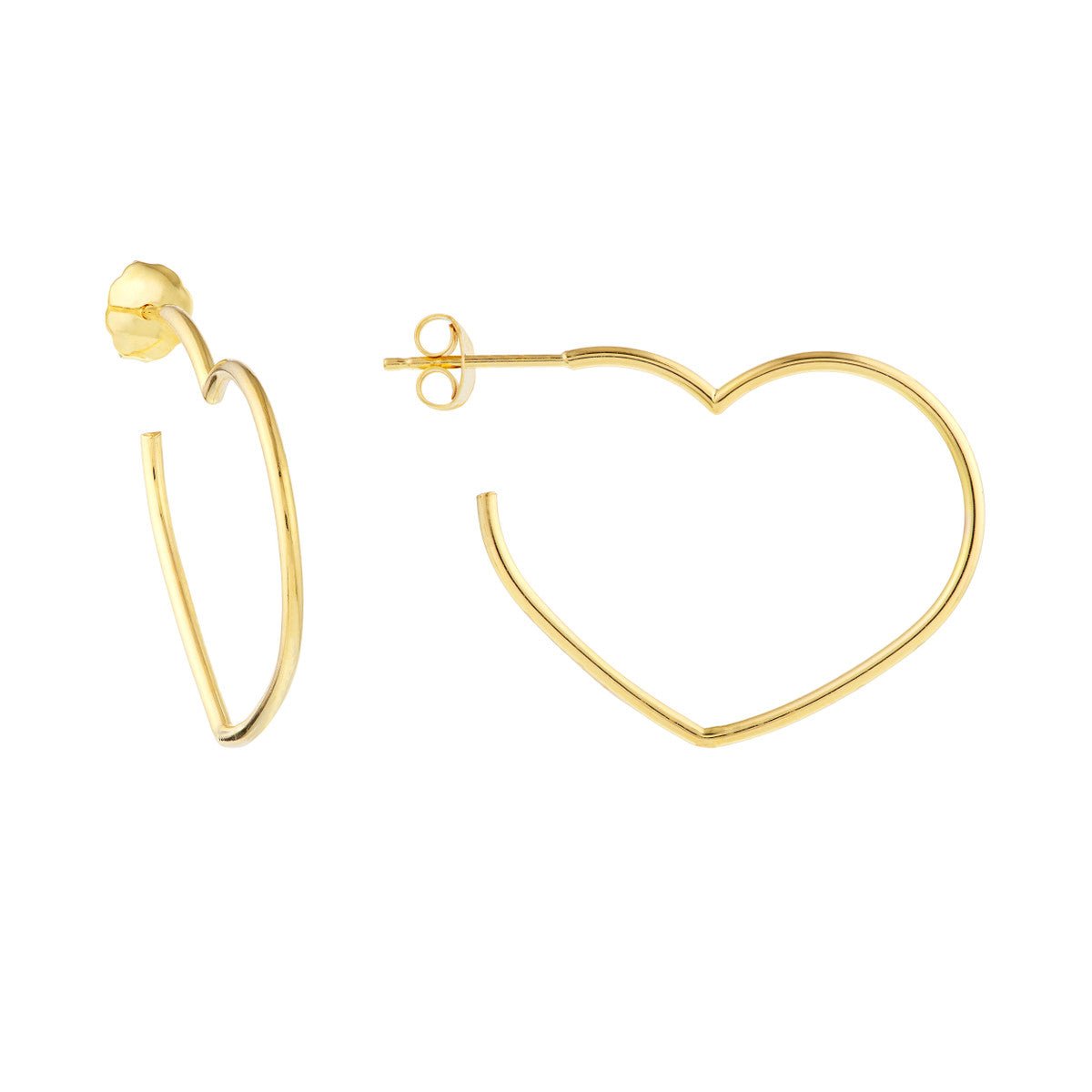 Birmingham Jewelry - 14K Yellow Gold Tilted Open Heart Hoop Earrings - Birmingham Jewelry