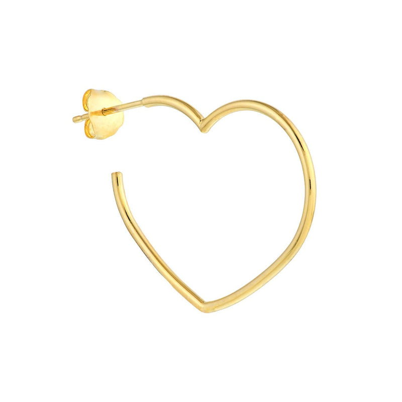 Birmingham Jewelry - 14K Yellow Gold Tilted Open Heart Hoop Earrings - Birmingham Jewelry