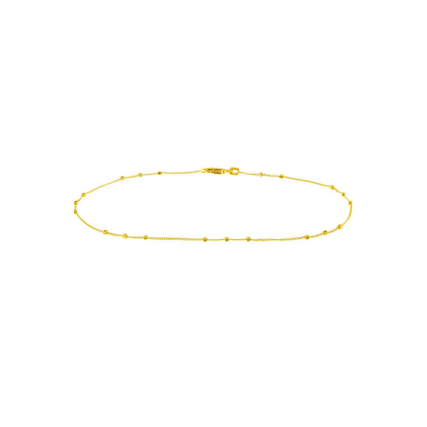 Birmingham Jewelry - 14K Yellow Gold Triple Bead Saturn Chain with Lobster Lock Anklet - Birmingham Jewelry