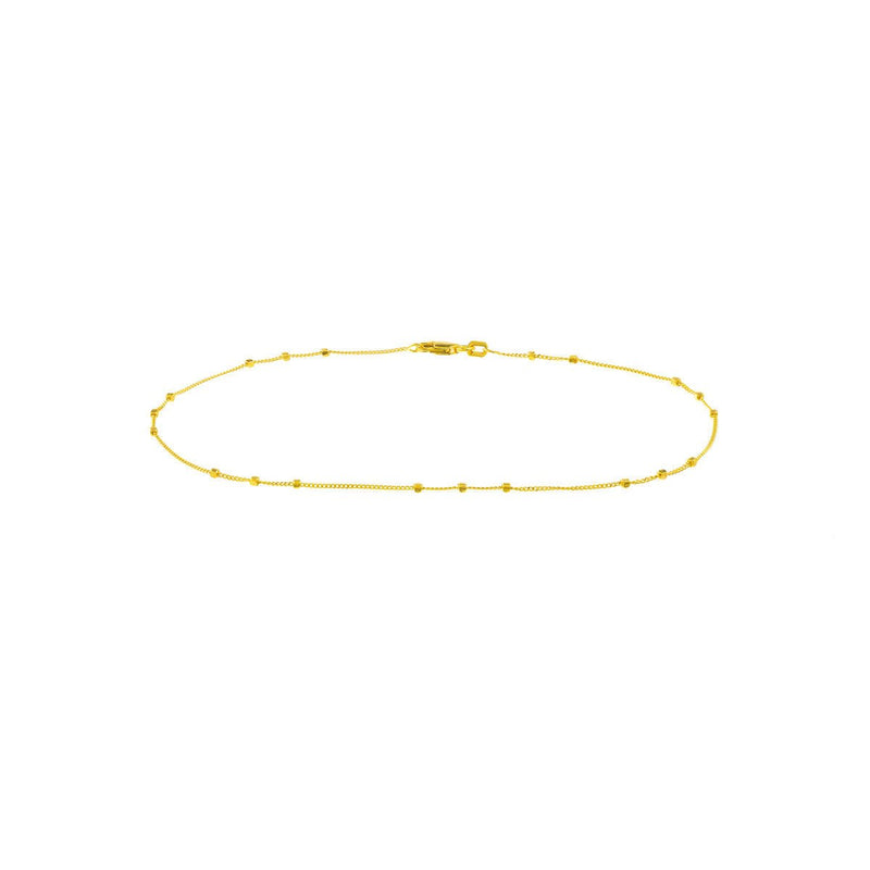 Birmingham Jewelry - 14K Yellow Gold Triple Bead Saturn Chain with Lobster Lock Anklet - Birmingham Jewelry