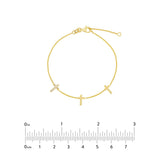 Birmingham Jewelry - 14K Yellow Gold Triple Cross with Diamond Bracelet - Birmingham Jewelry