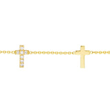 Birmingham Jewelry - 14K Yellow Gold Triple Cross with Diamond Bracelet - Birmingham Jewelry