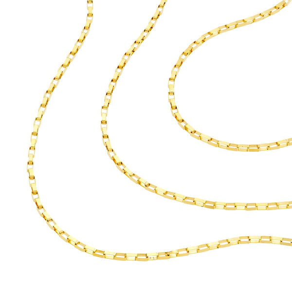 Birmingham Jewelry - 14K Yellow Gold Triple Graduated Box Link Necklace with Lobster Lock - Birmingham Jewelry