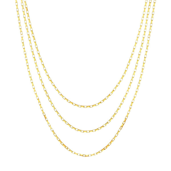 Birmingham Jewelry - 14K Yellow Gold Triple Graduated Box Link Necklace with Lobster Lock - Birmingham Jewelry
