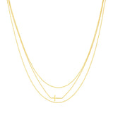 Birmingham Jewelry - 14K Yellow Gold Triple Strand Cross Element Necklace - Birmingham Jewelry