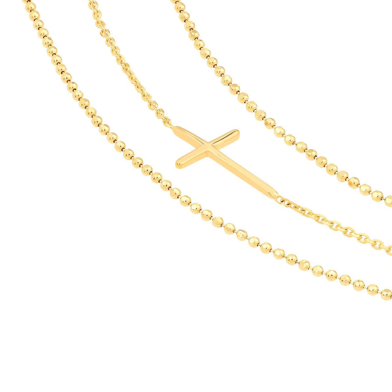 Birmingham Jewelry - 14K Yellow Gold Triple Strand Cross Element Necklace - Birmingham Jewelry