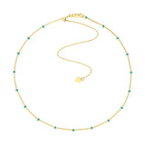 Birmingham Jewelry - 14K Yellow Gold Turquoise Enamel Stations Saturn Chain Choker - Birmingham Jewelry