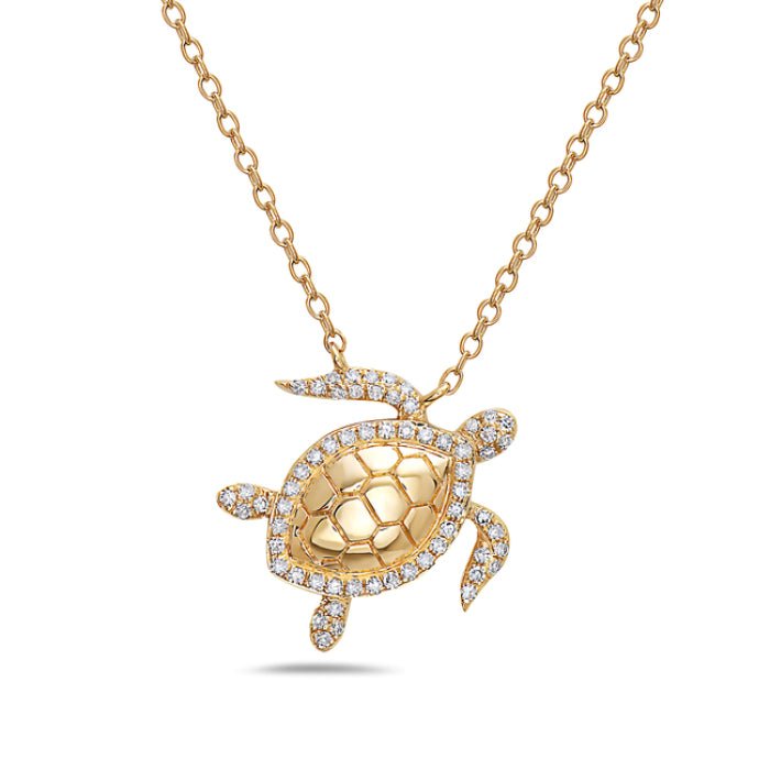 14K Yellow Gold Turtle Diamond Necklace Birmingham Jewelry Necklace Birmingham Jewelry 