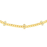 Birmingham Jewelry - 14K Yellow Gold Twin Diamond Stations Curb Chain Choker - Birmingham Jewelry