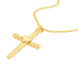 Birmingham Jewelry - 14K Yellow Gold Twist Cross Heart Center Necklace - Birmingham Jewelry