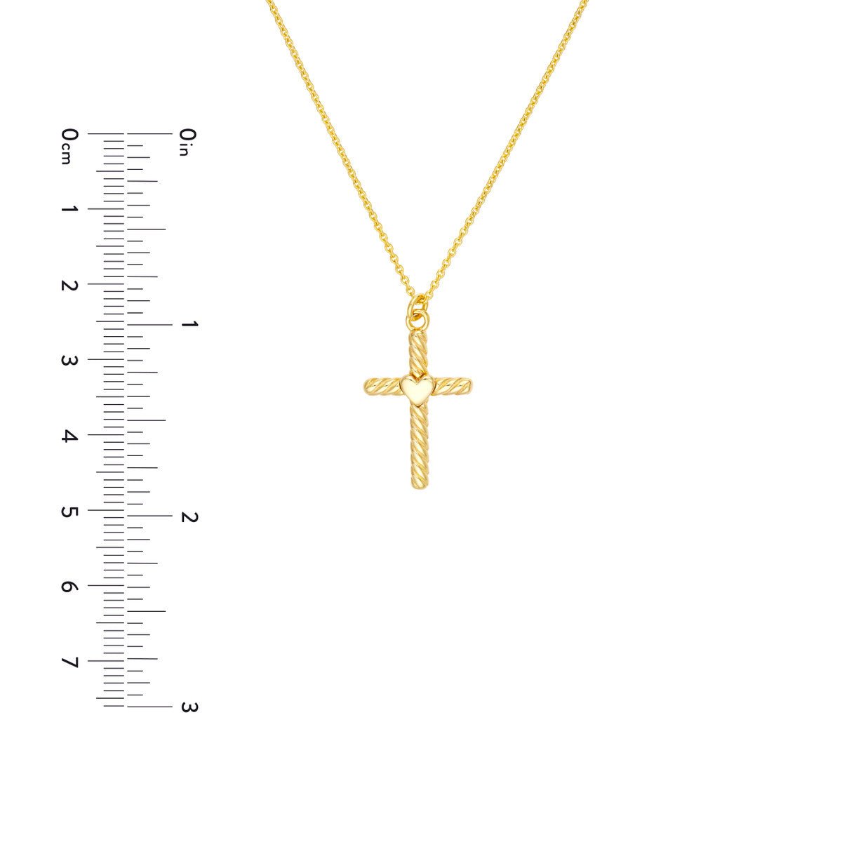 Birmingham Jewelry - 14K Yellow Gold Twist Cross Heart Center Necklace - Birmingham Jewelry