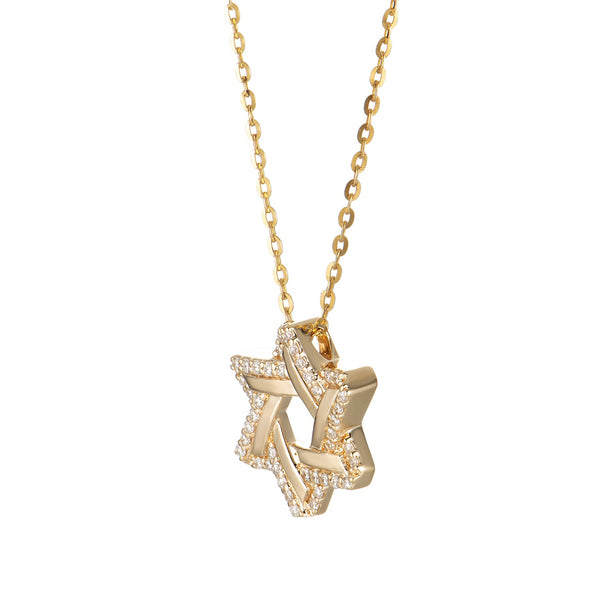 14K Yellow Gold Two Star Design Pendant Necklace Birmingham Jewelry Necklace Birmingham Jewelry 