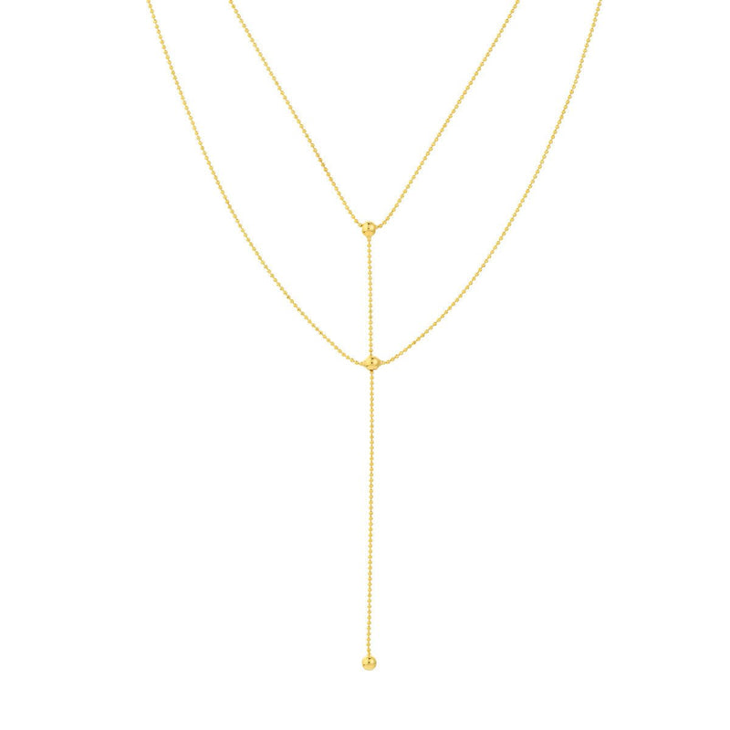 Birmingham Jewelry - 14K Yellow Gold Two-Stranded Connecting Bead Dangle Necklace - Birmingham Jewelry