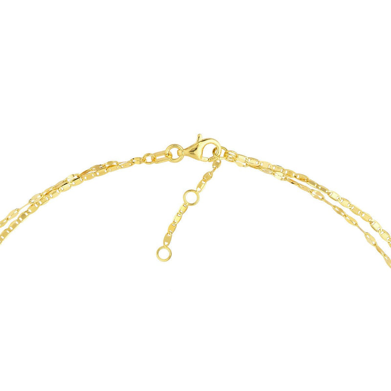 Birmingham Jewelry - 14K Yellow Gold Valentino and Hammered Forzatina Chain Adjustable Anklet - Birmingham Jewelry