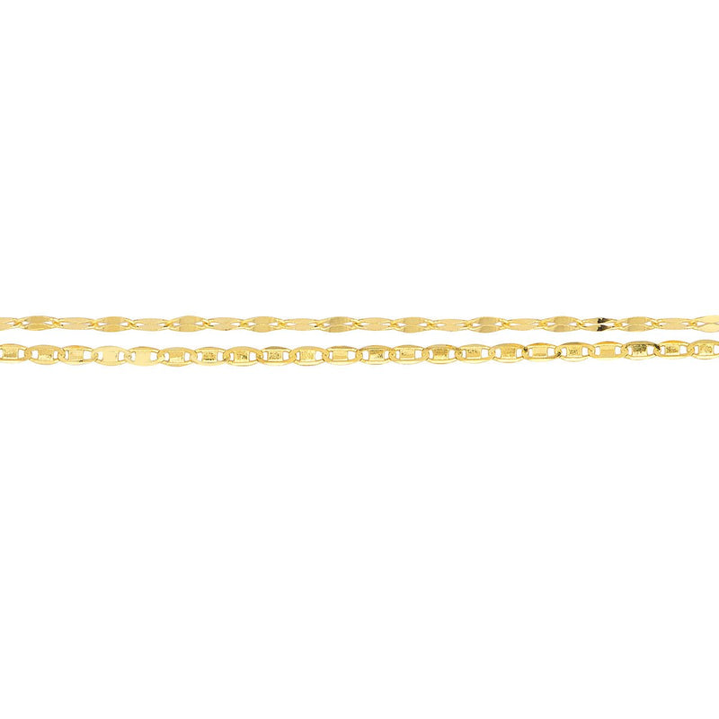 Birmingham Jewelry - 14K Yellow Gold Valentino and Hammered Forzatina Chain Adjustable Anklet - Birmingham Jewelry