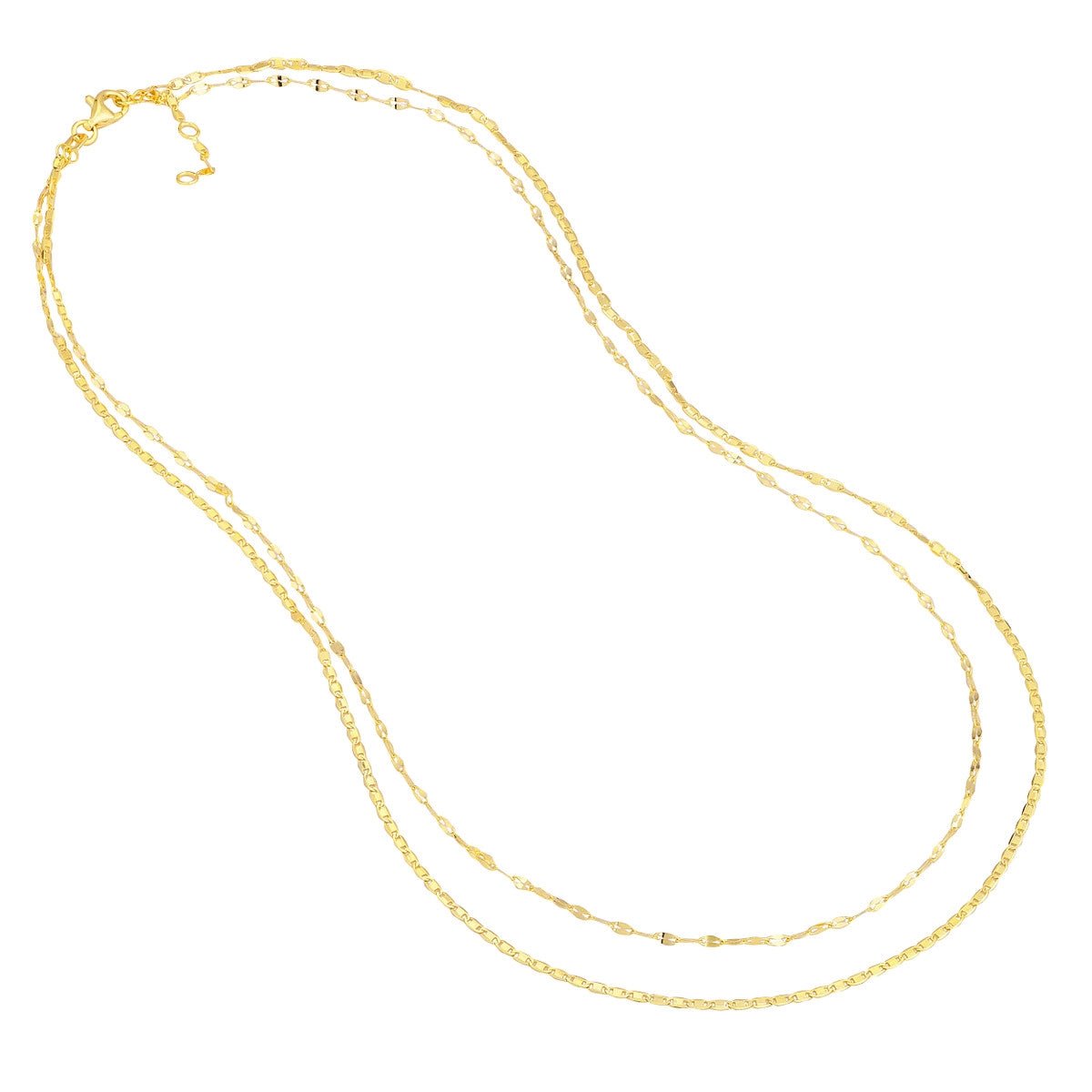14K Yellow Gold Valentino and Hammered Forzentina Chain Adjustable Birmingham Jewelry Chain Birmingham Jewelry 