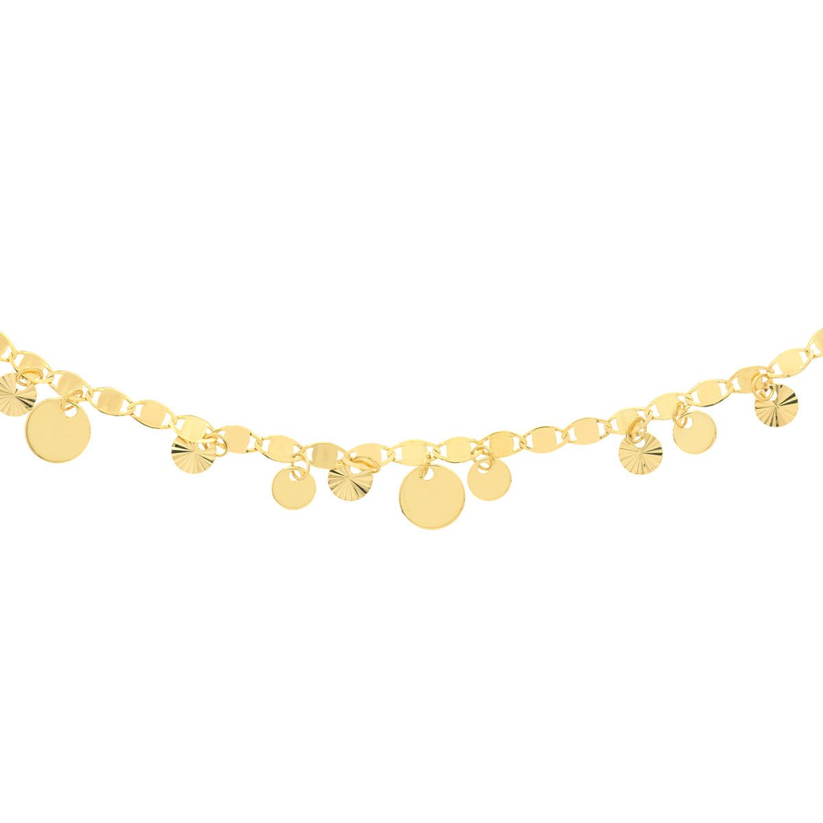 Birmingham Jewelry - 14K Yellow Gold Valentino Chain Disc Drops Adj. Choker - Birmingham Jewelry