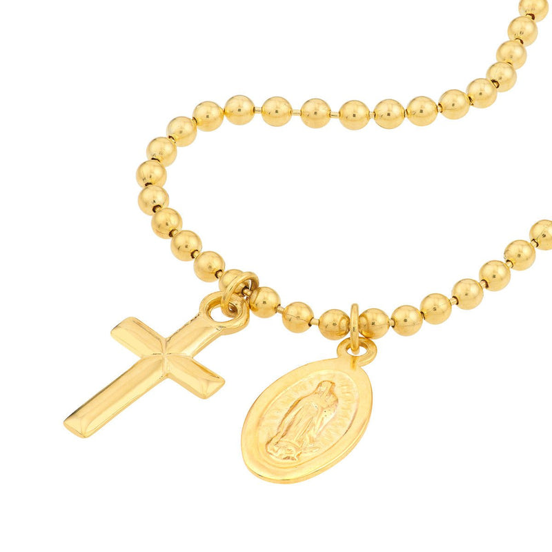Birmingham Jewelry - 14K Yellow Gold Virgin Mary and Cross Bead Bracelet - Birmingham Jewelry