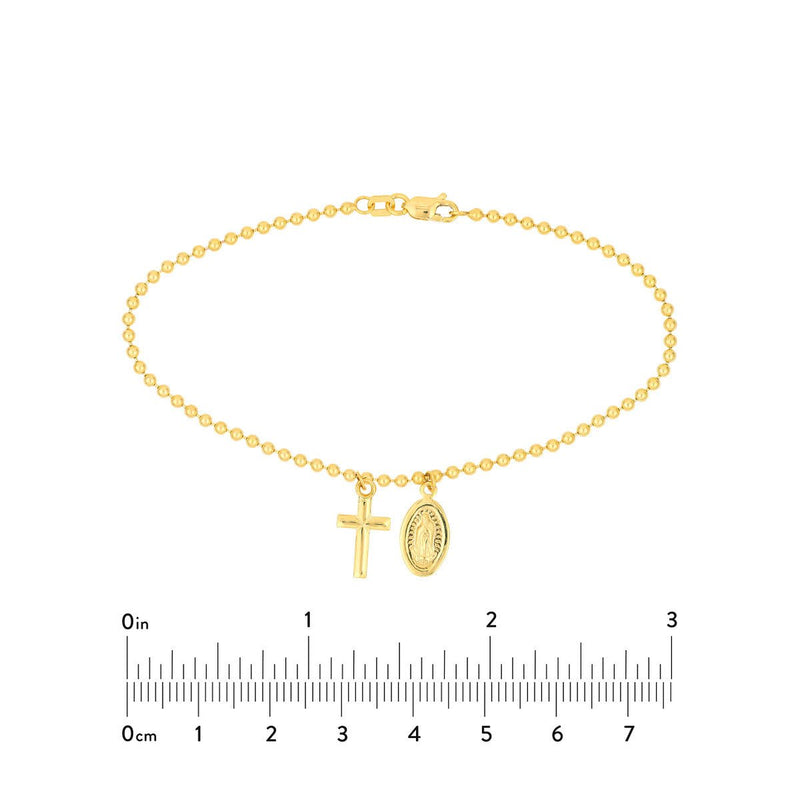 Birmingham Jewelry - 14K Yellow Gold Virgin Mary and Cross Bead Bracelet - Birmingham Jewelry