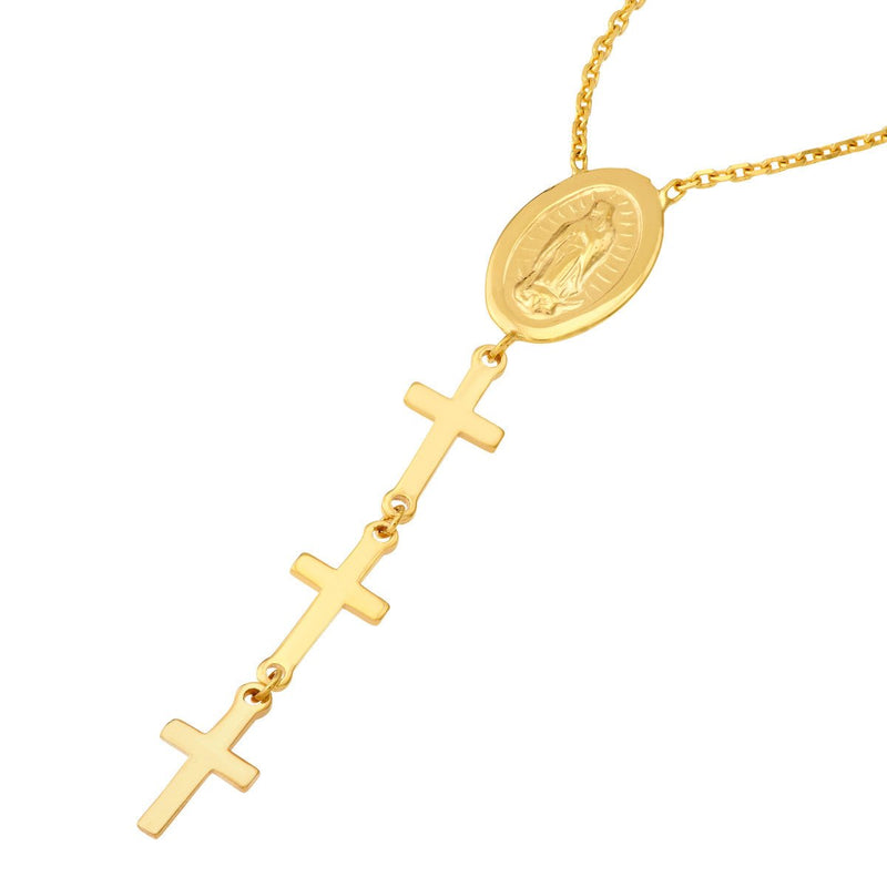 Amazon.com: 14k Gold Filled Virgin Mary And Skinny Cross Dainty Necklace, 2  in 1 Necklace, Minimalist Necklace : Handmade Products