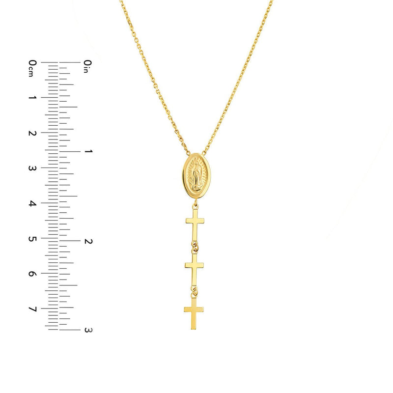 birmingham jewelry 14k yellow gold virgin mary and cross drop trio necklace necklace