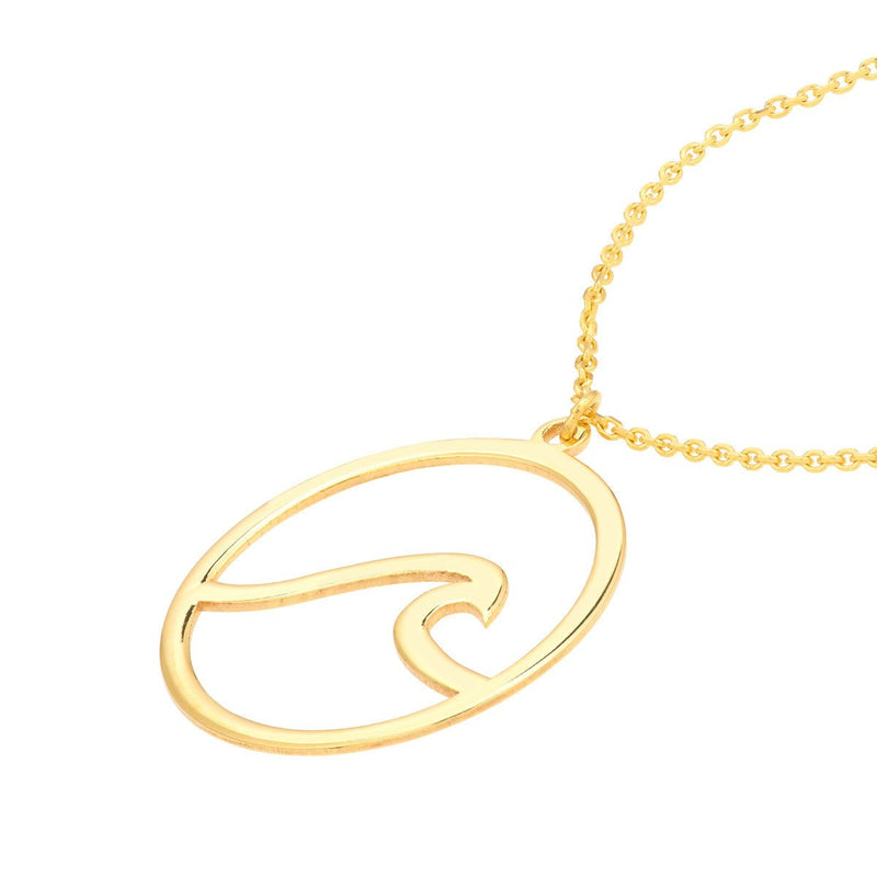 Birmingham Jewelry - 14K Yellow Gold Wave In Circle Necklace - Birmingham Jewelry