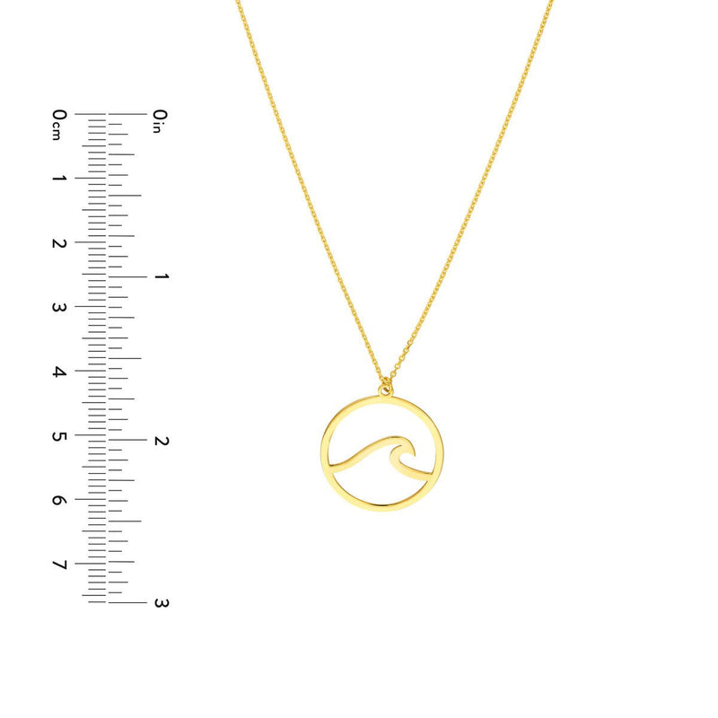 Birmingham Jewelry - 14K Yellow Gold Wave In Circle Necklace - Birmingham Jewelry