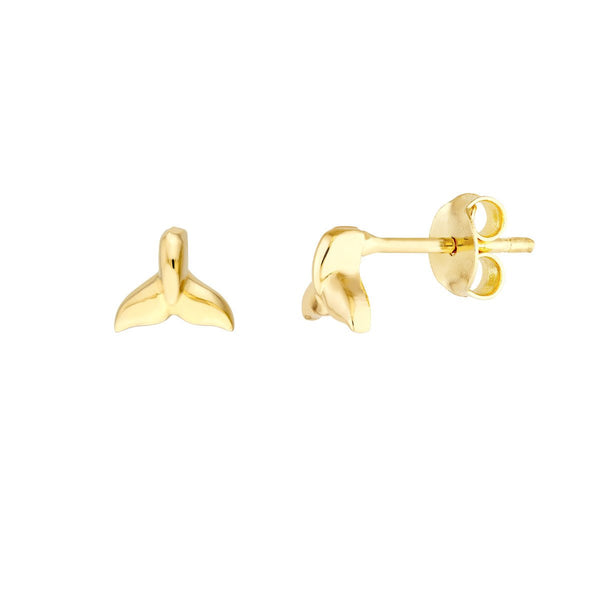 Birmingham Jewelry - 14K Yellow Gold WhaleTail Micro Stud Earrings - Birmingham Jewelry