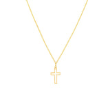 Birmingham Jewelry - 14K Yellow Gold White Cross Enamel Pendant Necklace - Birmingham Jewelry