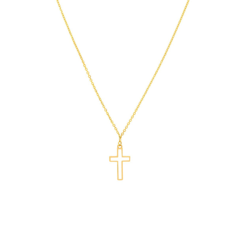 Birmingham Jewelry - 14K Yellow Gold White Cross Enamel Pendant Necklace - Birmingham Jewelry