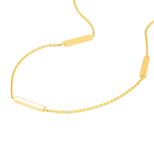 Birmingham Jewelry - 14K Yellow Gold White Enamel Alternating Bar Anklet - Birmingham Jewelry