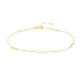 Birmingham Jewelry - 14K Yellow Gold White Enamel Alternating Bar Anklet - Birmingham Jewelry