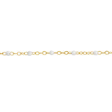 Birmingham Jewelry - 14K Yellow Gold White Enamel Bead on Adj Piatto Chain Anklet - Birmingham Jewelry