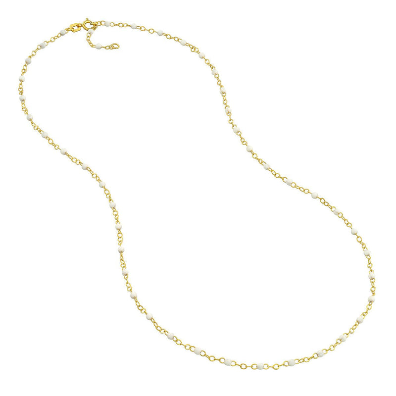 Birmingham Jewelry - 14K Yellow Gold White Enamel Bead Piatto Chain - Birmingham Jewelry