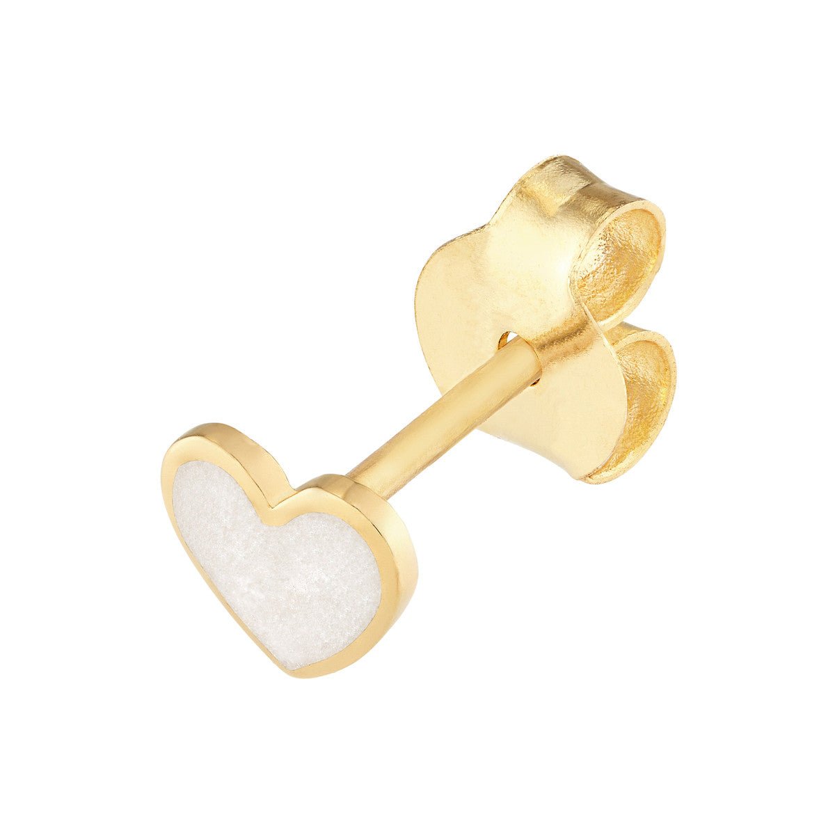 Birmingham Jewelry - 14K Yellow Gold White Enamel Heart Stud Earrings - Birmingham Jewelry