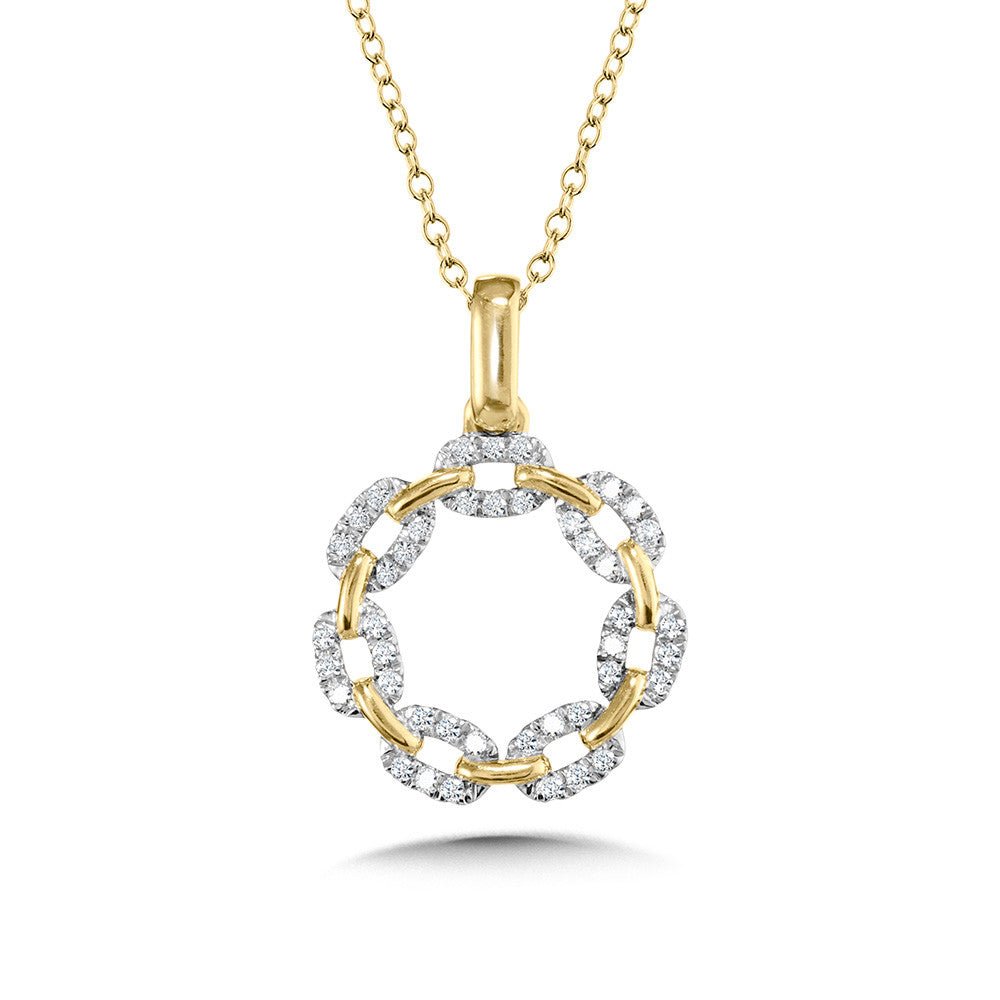 14K YELLOW GOLD / WHITE GOLD ROUND LINK-N-LOVE DIAMOND PAPERCLIP PENDANT Birmingham Jewelry Pendant Birmingham Jewelry 