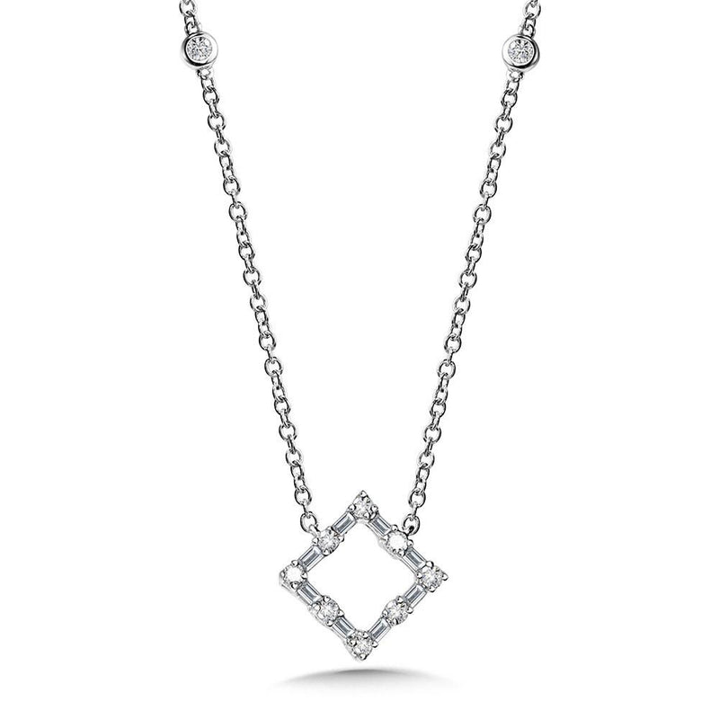 BAGUETTE DIAMOND SQUARE NECKLACE Birmingham Jewelry Pendant Birmingham Jewelry 