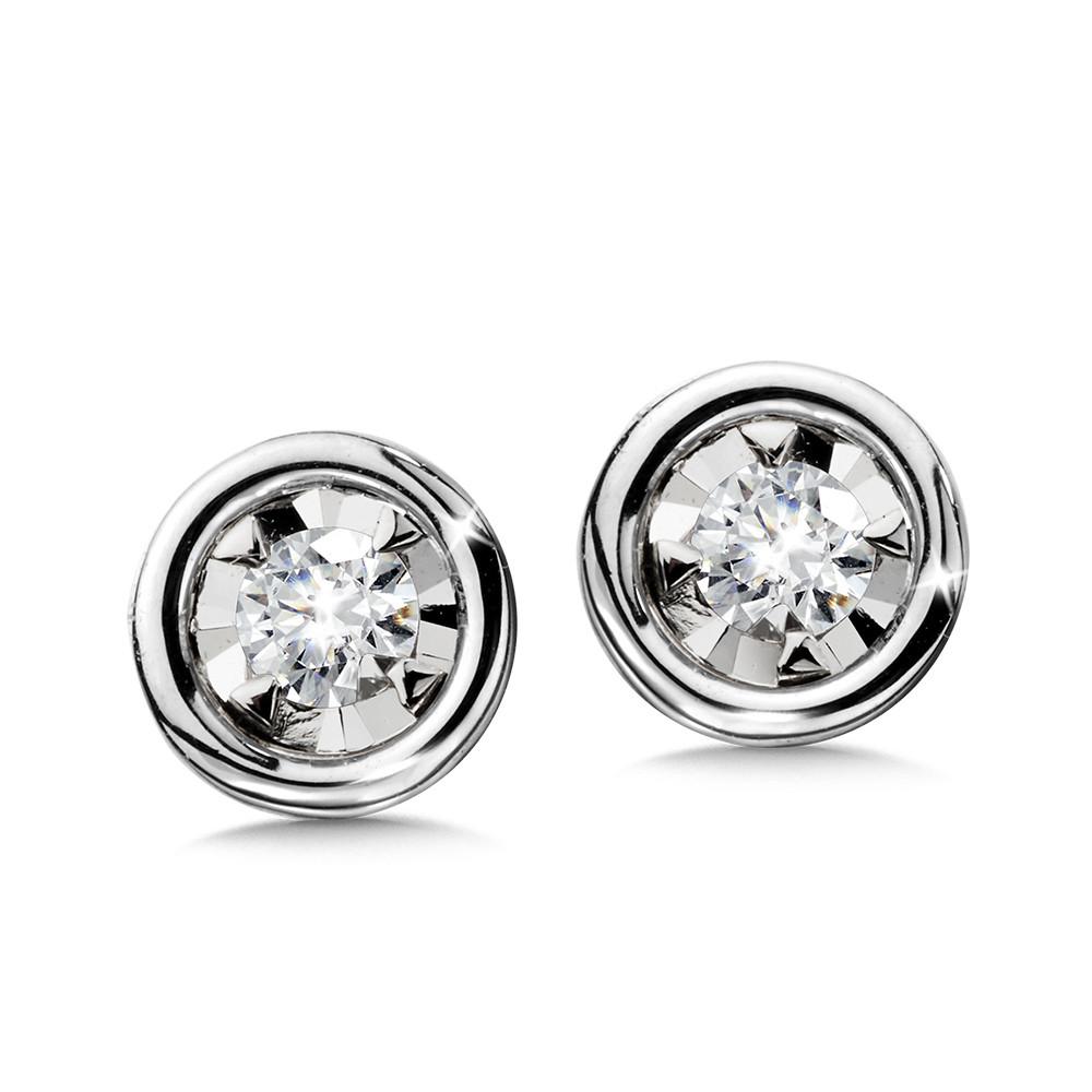 Sterling Silver Diamond Circle Stud Earrings | H.Samuel