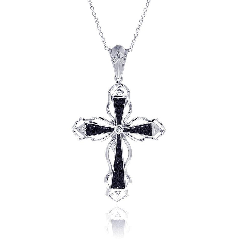 Black CZ Cross Necklace Birmingham Jewelry Silver Necklace Birmingham Jewelry Black CZ Cross Necklace 
