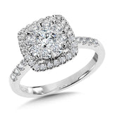 CUSHION HALO & CLUSTER DIAMOND MIRAGE ENGAGEMENT RING Birmingham Jewelry Engagement Ring Birmingham Jewelry 