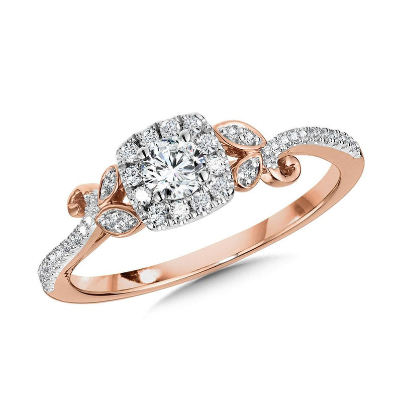 CUSHION-SHAPED HALO & NATURE-INSPIRED DIAMOND BRIDAL SET Birmingham Jewelry Engagement Ring Set Birmingham Jewelry 