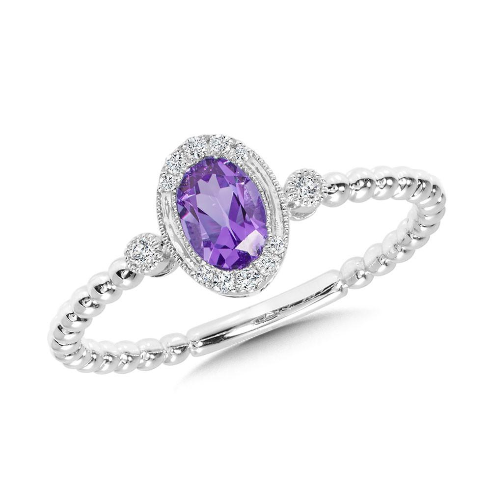 DIAMOND & AMETHYST VINTAGE OVAL HALO RING Birmingham Jewelry Ring Birmingham Jewelry 
