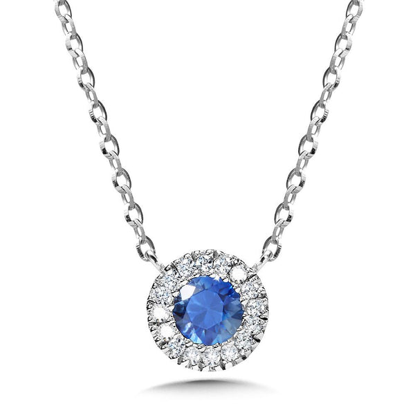 DIAMOND & SAPPHIRE HALO PENDANT Birmingham Jewelry Pendant Birmingham Jewelry 