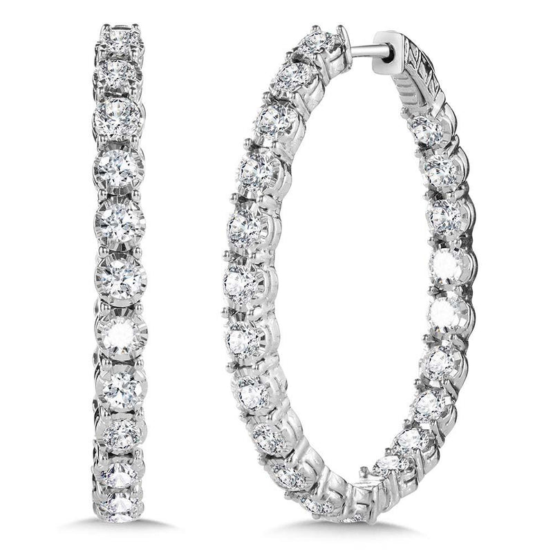 DIAMOND STAR OVAL IN-OUT HOOPS Birmingham Jewelry Earrings Birmingham Jewelry 