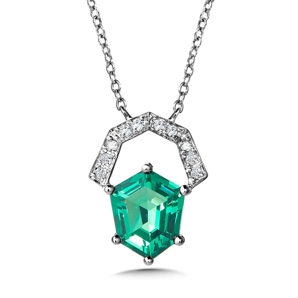 DIAMOND & SWISS BLUE TOPAZ HEXAGON NECKLACE Birmingham Jewelry Pendant Birmingham Jewelry 